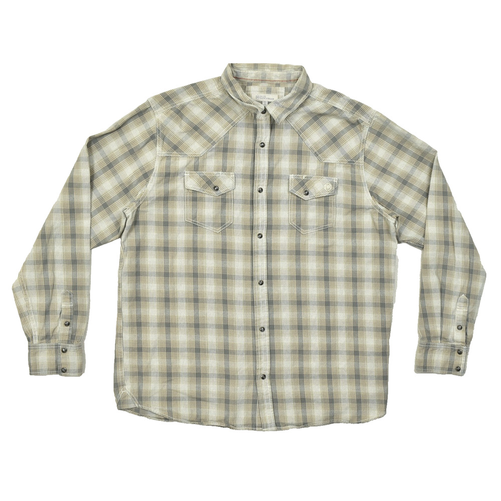Blue Ranchwear Shirt Mens XL Gray Plaid Pearl Snap Long Sleeve Western Cotton